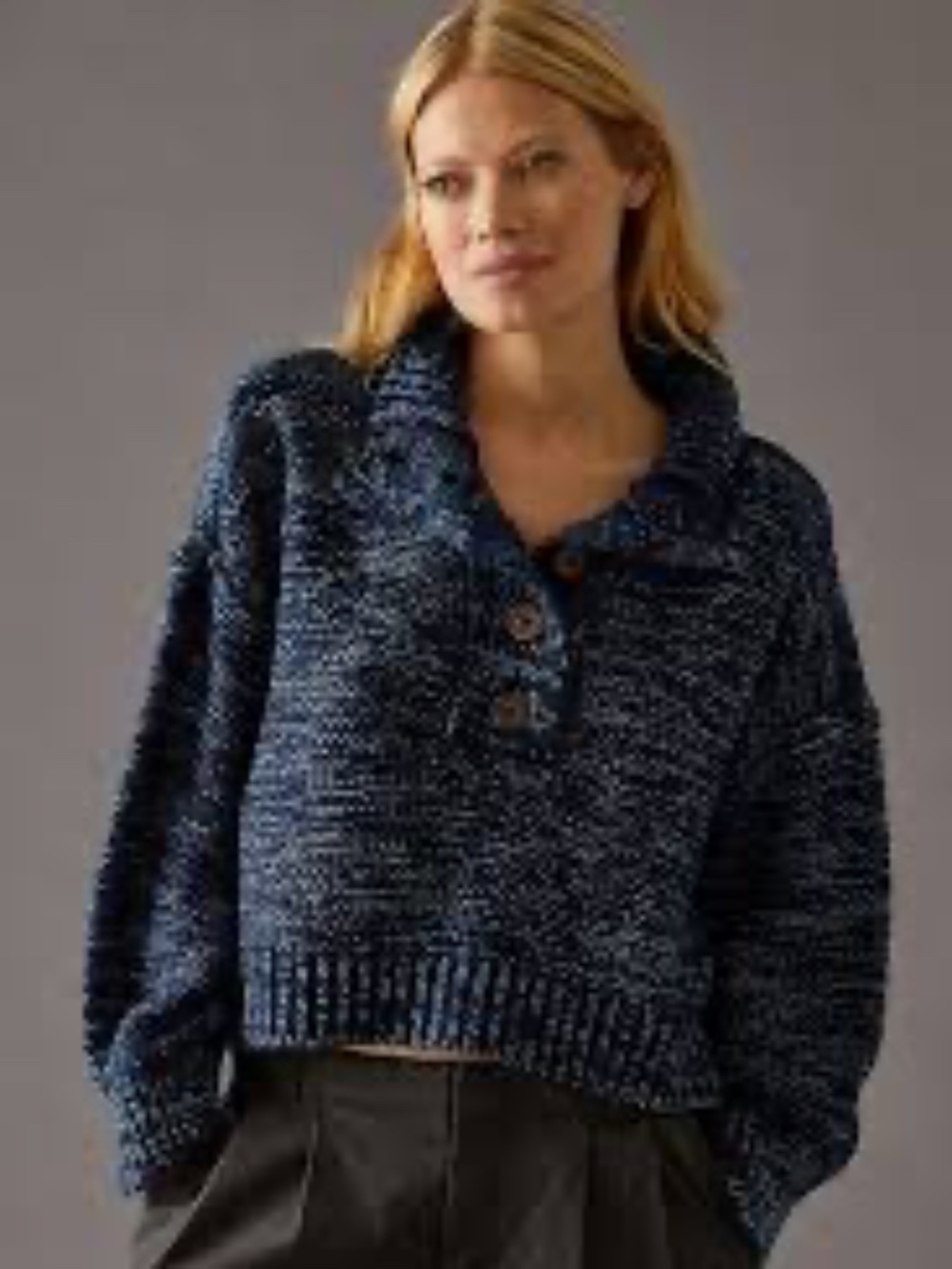 Anthropologie Pilcro Marled Henley Sweater Small